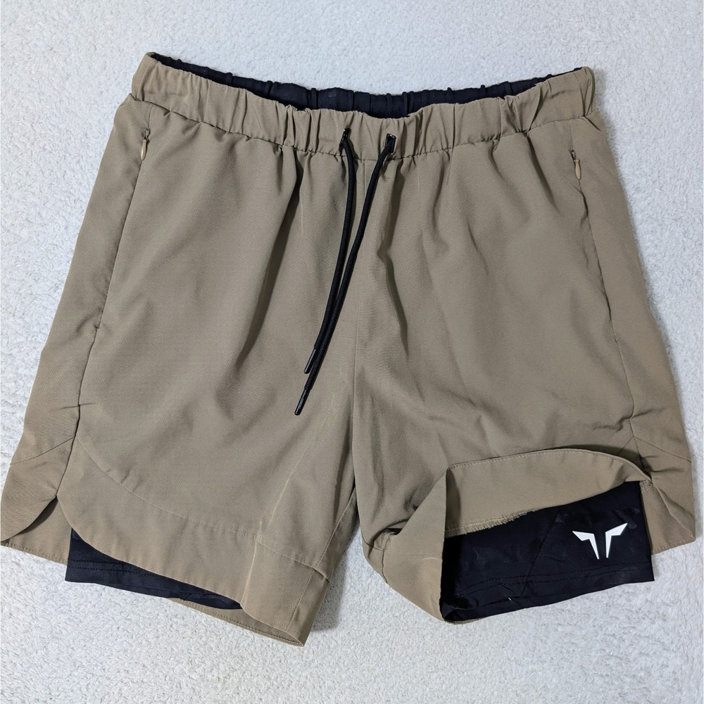 Squat Wolf Shorts Mens L 30x6 Brown True Athletic Fit Gym Running Lined Zip Pock